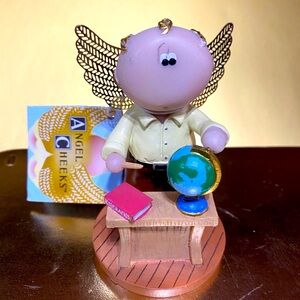 ANGEL CHEEKS TEACHER WITH DESK HANDPAINTED KIRKS KRITTERS 3.5”